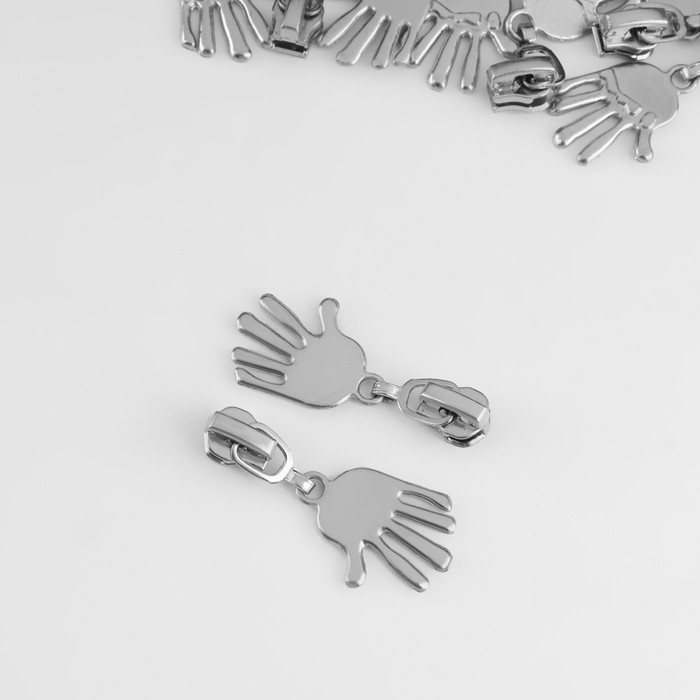 Бегунок автоматический для металлической молнии, №3, декоративный «Ладонь», 10 шт, цвет никель Бегунок автоматический для металлической молнии, №3, декоративный «Ладонь», 10 шт, цвет никель