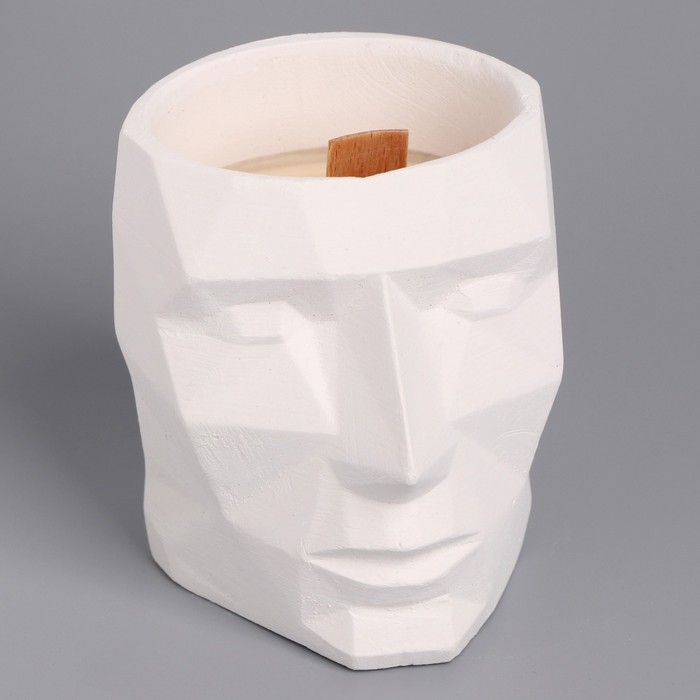 Свеча из соевого воска в кашпо «Геометрическая голова», 9×7.5 см, белая Свеча из соевого воска в кашпо «Геометрическая голова», 9×7.5 см, белая