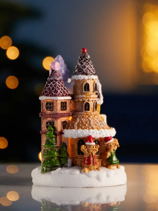 Фигура светодиодная  Фигура светодиодная "Пряничный замок" 10х7 см, 4 LED, LR41x3 (в компл), Т/БЕЛЫЙ