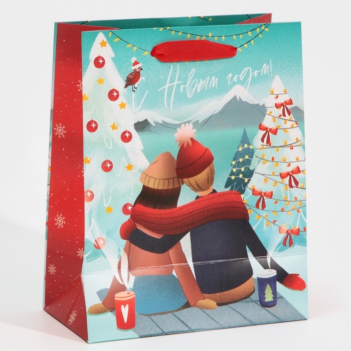 Пакет подарочный новогодний ламинированный «Любовь», MS 18 х 23 х 10 см, Новый год Пакет подарочный новогодний ламинированный «Любовь», MS 18 х 23 х 10 см, Новый год