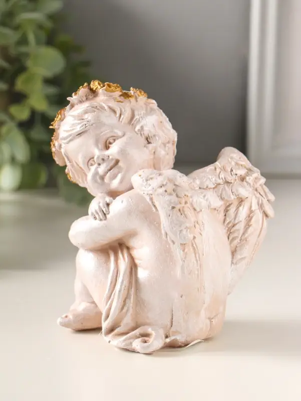 Фигура полистоун "Ангелочек сидит" 13х10х8 см