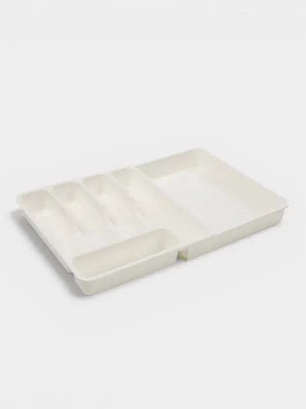 Лоток для столовых приборов раздвижной Виолет, 5 секций, пластик, 33&times;29.5&times;5.3 см, белый