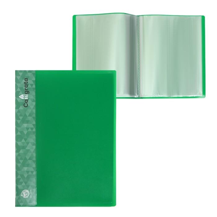 Папка с 20 вкладышами А4, 600 мкм, Calligrata, 15 мм, зелёная Папка с 20 вкладышами А4, 600 мкм, Calligrata, 15 мм, зелёная
