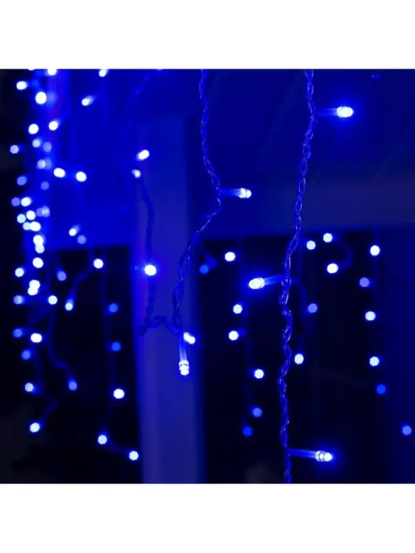 Гирлянда &laquo;Бахрома&raquo; 3&times;0.6 м, IP44, УМС, прозрачная нить, 160 LED, свечение синее, 220 В