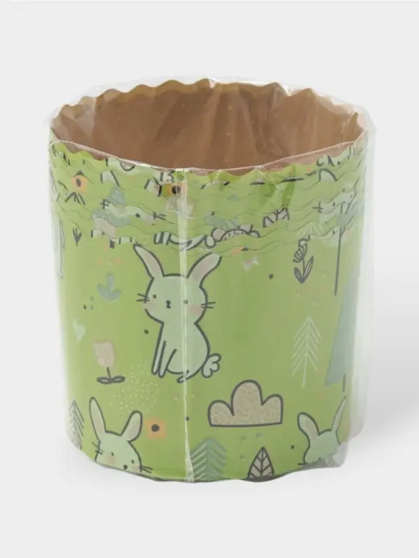 Формы для выпечки кулича бумажные &laquo;Зайки в лесу&raquo;, одноразовые, набор 10 шт., 7&times;6 см, бежевые