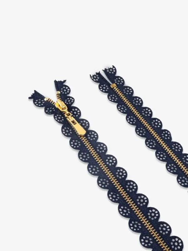 Молния металлическая, №3, неразъёмная, замок автомат, 60 см, декоративная, тёмно-синяя