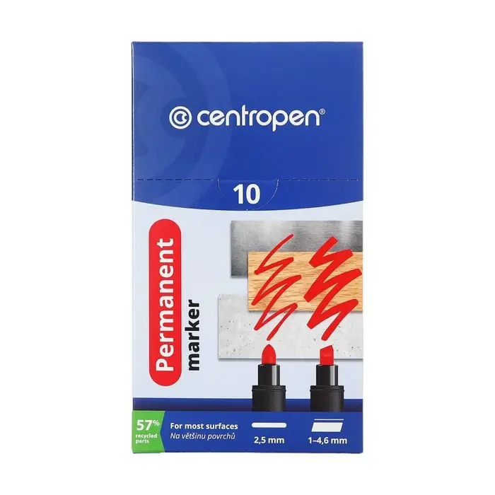 Маркер перманентный Centropen 8566, красный, узел 5.0 мм, линия 2.5 мм