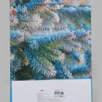 Пакет подарочный &laquo;Пора чудес. Заснеженная ель&raquo;, 33&times;10&times;42.5 см