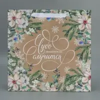 Пакет подарочный новогодний крафтовый квадратный «Чудо», 30×30×12 см Пакет подарочный новогодний крафтовый квадратный «Чудо», 30×30×12 см