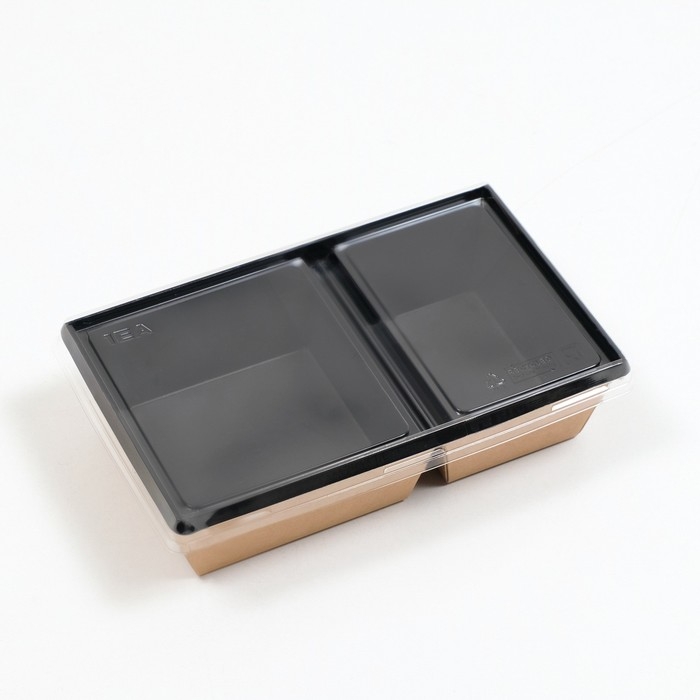 Салатник двухсекционный, черный, 20 х 12 х 5,5 см, 0,8 л Салатник двухсекционный, черный, 20 х 12 х 5,5 см, 0,8 л