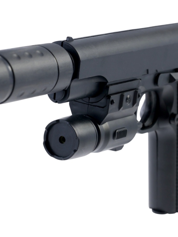 Пистолет "Вектор" с глушителем и лазером