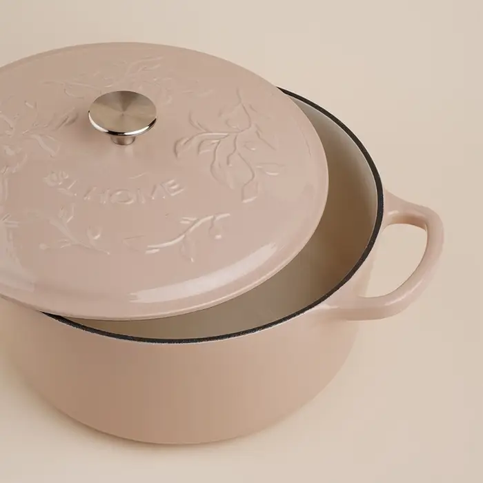Кастрюля SL Home, 6 л, d=28 см, h=12.5 см, индукция, с эмалированным покрытием, чугун, бежевая