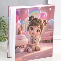 Фотоальбом на 80 фото 10х15 см "Малышка в розовой комнате, с мишкой" в коробке 5х19х22,8 см   109627