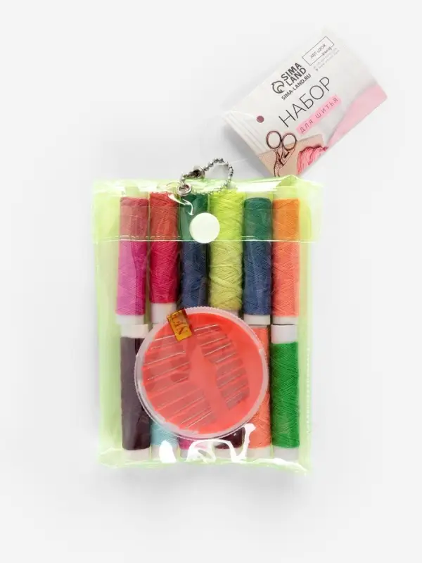 Швейный набор, 22 предмета, в чехле ПВХ, 13&times;9 см, МИКС