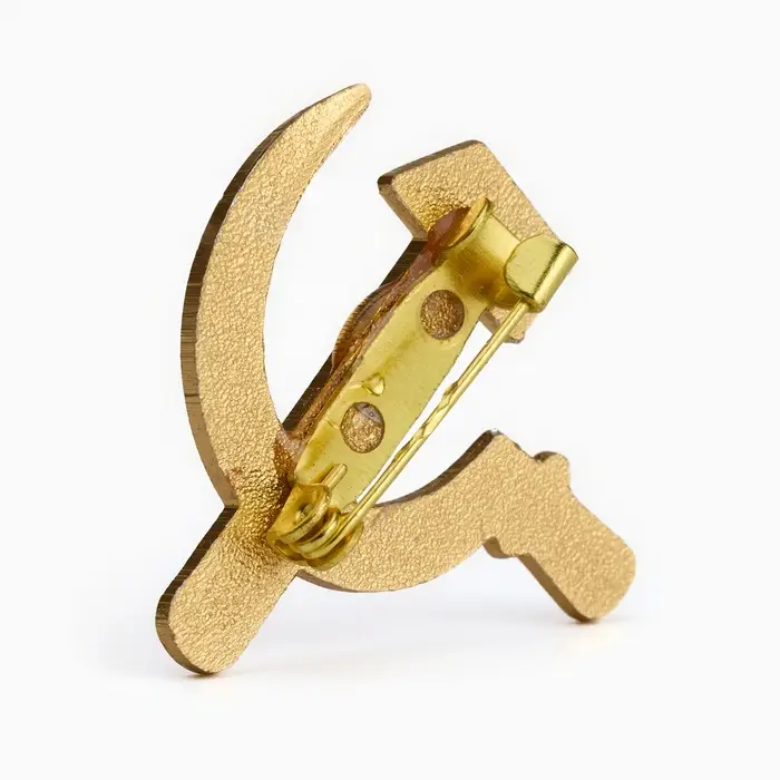 Значок «Серп и молот», 3 см, цвет красный в золоте Значок «Серп и молот», 3 см, цвет красный в золоте