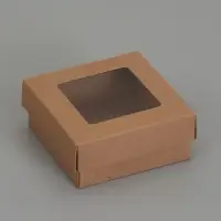 Коробка складная, крышка-дно,с окном, крафт, 12 х 12 х 5 см