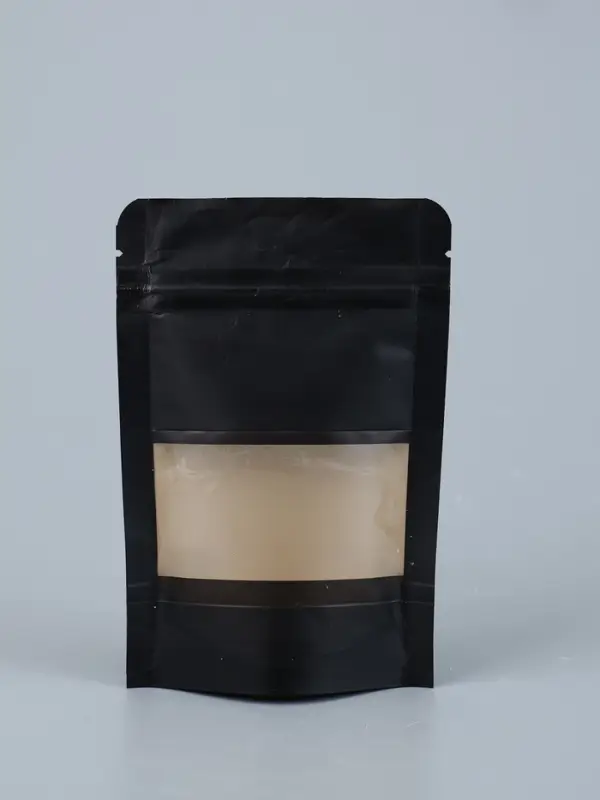 Пакет Zip-lock Крафт с прямоугольным окном, черный,10&times;15&times;3 см