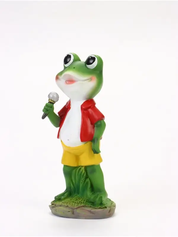 Садовая фигура из полистоуна &laquo;Лягушонок с микрофоном&raquo;, 8.5&times;11&times;25 см, Greengo