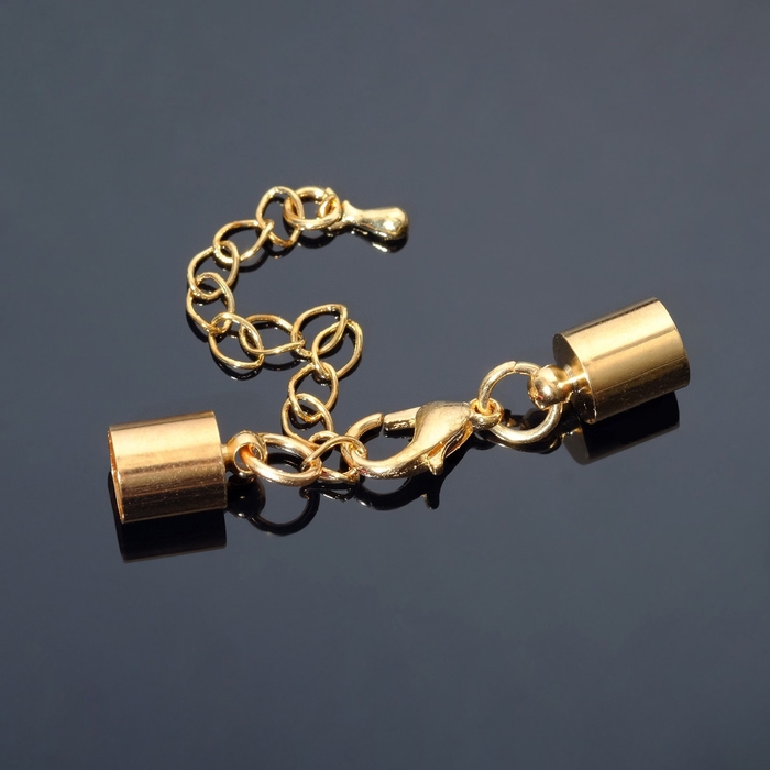 Замок-карабин (набор 5 шт.), 12×7 мм с удлинителем и обжимными круглыми концевиками 11×7 мм (внутренний 6,5 мм) Замок-карабин (набор 5 шт.), 12×7 мм с удлинителем и обжимными круглыми концевиками 11×7 мм (внутренний 6,5 мм)