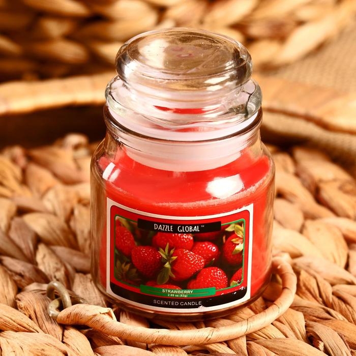 Свеча в банке Свеча в банке "Клубника" 82 гр 6х9х9 см