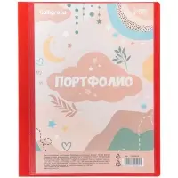 Папка-портфолио А4, Calligrata &laquo;Герб&raquo;, пластиковая, на 4 кольцах, для школьника, 20 файлов, МИКС