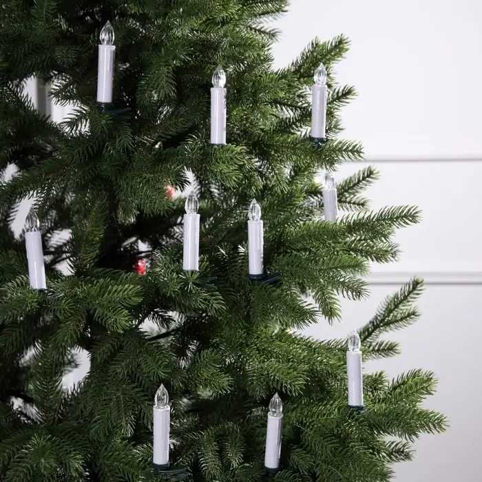 Светодиодные свечи на прищепках 10 см, 10 штук, от батареек ААх1, пульт ДУ, свечение белое