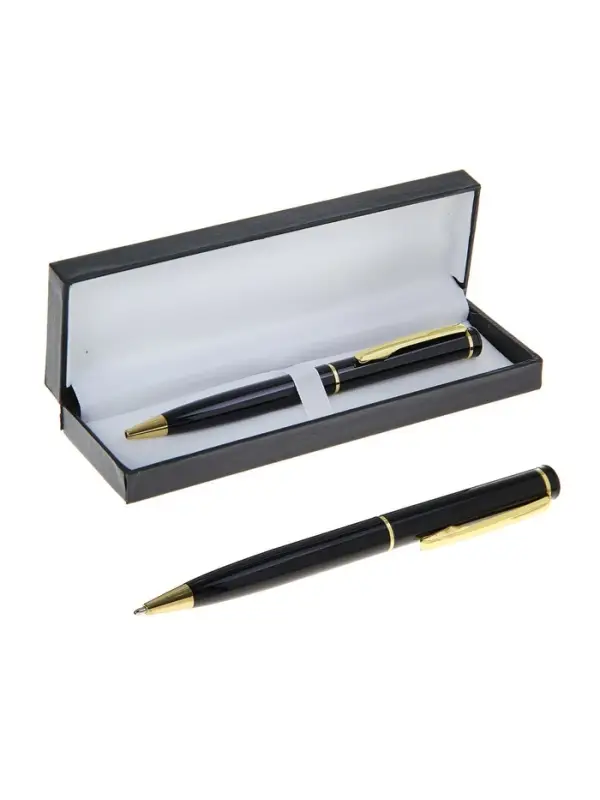 Ручка подарочная Calligrata &laquo;Классика&raquo;, шариковая, поворотная, в футляре кожзам, корпус чёрный с золотым