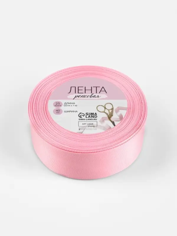 Лента репсовая, 40 мм, 23&plusmn;1 м, светло-розовая №04