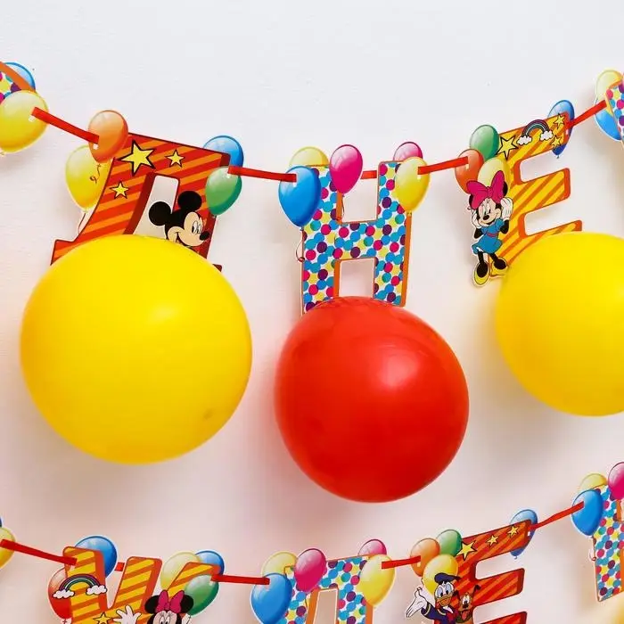Гирлянда на ленте с воздушными шарами &laquo;С Днем Рождения!&raquo;, длина 215 см, Микки Маус и друзья