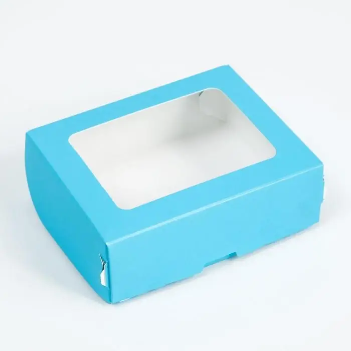 Контейнер на вынос, голубой, 10×8×3.5 см