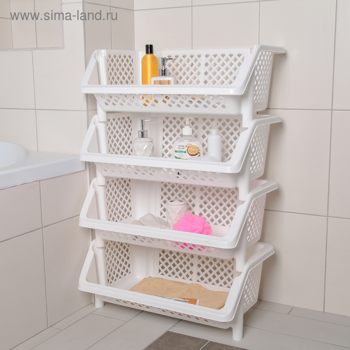 Этажерка напольная 4-х секционная «Универсал», цвет белый Этажерка напольная 4-х секционная «Универсал», цвет белый