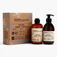 Набор женский VEGAN.Love.Studio  "Pepper, Amber, Neroli": гель для душа 300 мл + мыло для рук 300 мл