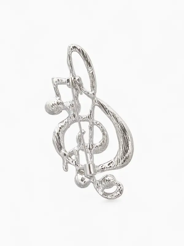 Брошь &laquo;Скрипичный ключ с жемчужными нотками&raquo;, белая в серебре