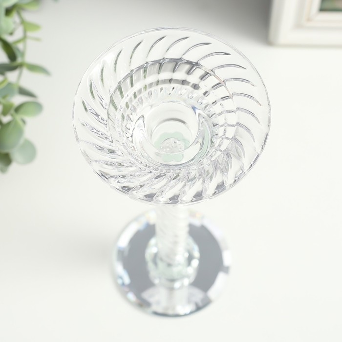 Подсвечник стекло на 1 свечу Подсвечник стекло на 1 свечу "Спираль" бисер в ножке 9х9х22 см