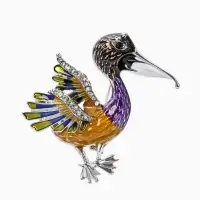 Брошь &laquo;Птица&raquo; пеликан, цветная в серебре