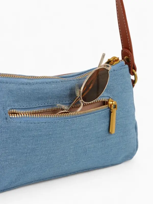 Сумка женская багет TEXTURA на молнии, 27&times;8&times;13 см, джинсовая, голубая