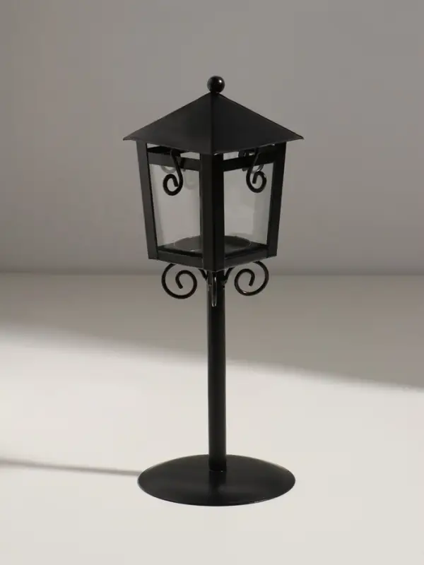 Подсвечник металл 1 свеча  Подсвечник металл 1 свеча "Фонарь" черный 24х9х9 см