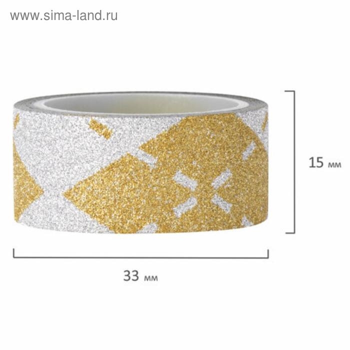 Клейкие ленты полимерные для декора с блестками "УЗОРЫ", 15 мм х 3 м (набор 7 шт)