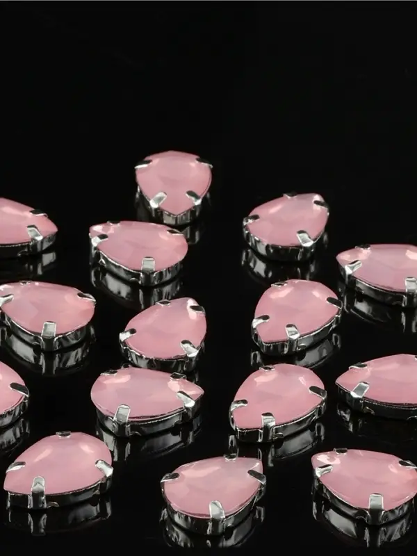 Стразы пришивные «Капля», в цапах, 10×14 мм, 20 шт., розовые