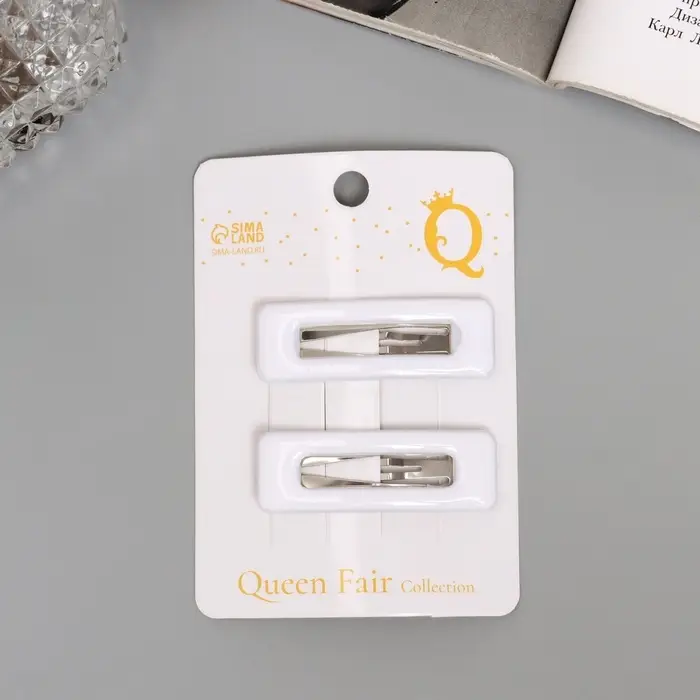 Невидимки для волос «Венера», набор 2 шт., классик, 5 см, белые Невидимки для волос «Венера», набор 2 шт., классик, 5 см, белые