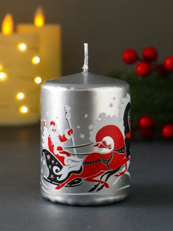 Свеча новогодняя пеньковая "С Новым годом!" 6х6х8 см