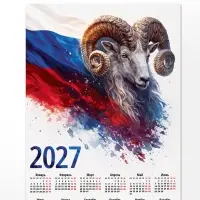 Календарь 2027, настенный, А4 &laquo;Флаг и Овен&raquo;