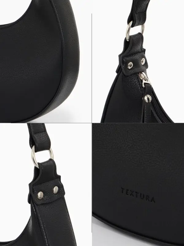 Сумка женская багет TEXTURA на молнии, 28&times;6.5&times;15 см, чёрная