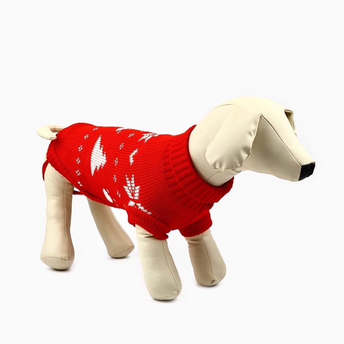 Одежда для собак. Свитер вязаный с орнаментом «Новогодний», красный, размер XL Одежда для собак. Свитер вязаный с орнаментом «Новогодний», красный, размер XL