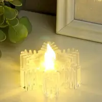 Светодиодная свеча LED RISALUX «Снежинка» 3хLR1130 прозрачный 7х7х4,5 см