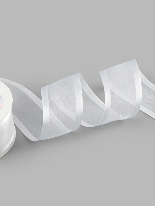 Лента декоративная, капроновая, атласная, 40 мм, 18&plusmn;1 м, белая
