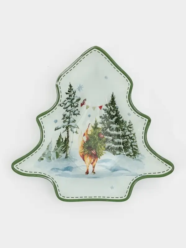 Блюдо сервировочное ёлочка "Зверьки в лесу" 17,7х18,5х3,5 см