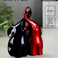 Набор фигурок &laquo;Пара слонов&raquo;, 2 шт., чёрный, бордовый, 15&times;11&times;6.5 см