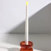 Подсвечник на 1 свечу &laquo;Две половинки&raquo;, стекло, оранж, d=2.5 см и 6.5 см, 8&times;8&times;5.8 см