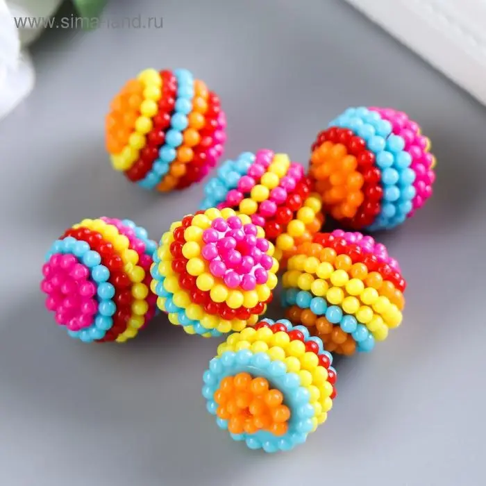 Бусины для творчества пластик «Ребристые полосатые», набор 15 г d=2 см Бусины для творчества пластик «Ребристые полосатые», набор 15 г d=2 см